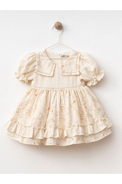 Cherrys Bebek Printed Square Collar Baby Girl Dress