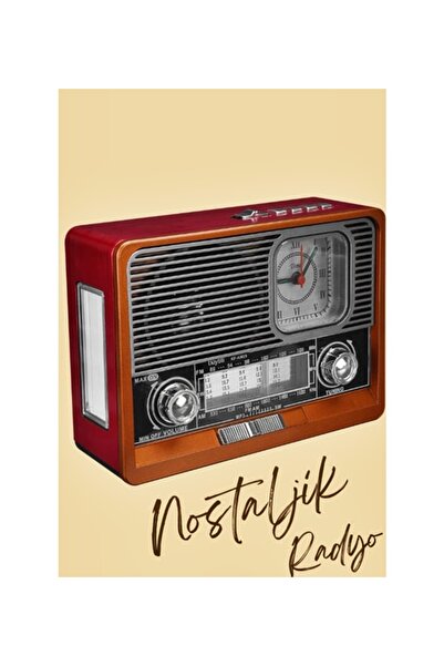 newnet Nostaljik Radyo Bluetooth Hoparlör Led Işıklı Saatli Sd Kart Usb Aux Girişli Şarjlı K-105 RADYO
