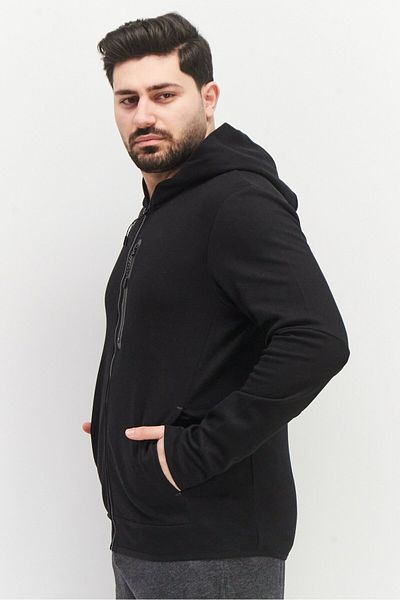 CELIO Men Hooded Plain Long Sleeves Sweatshirt, Black