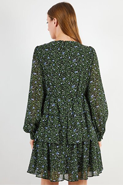 Michael Kors Women Floral Print Mini Dress, Black Combo