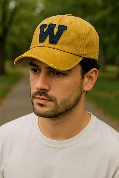 LAGRANZE Men's Sports Hat Black Adjustable Vintage Vintage W Model