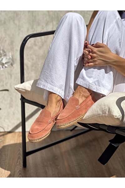 SİBA SHOES Women's Espadrille - Ruby Genuine Suede Leather Powder Style