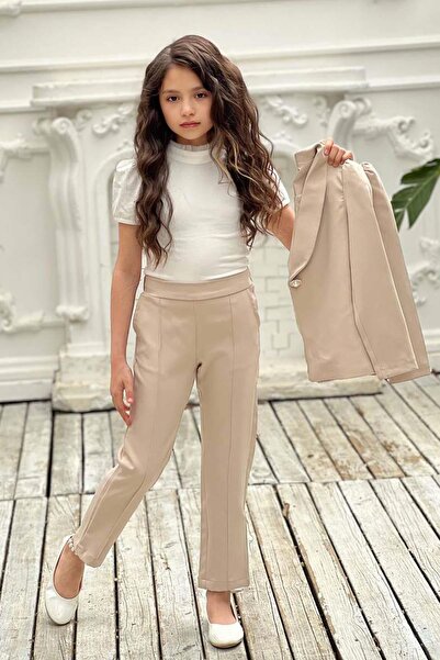 Riccotarz Κοριτσίστικο βολάν γιακά τούλι με όρθιο γιακά πουλόβερ Blazer παλτό γκρι κρέμα κάτω σετ