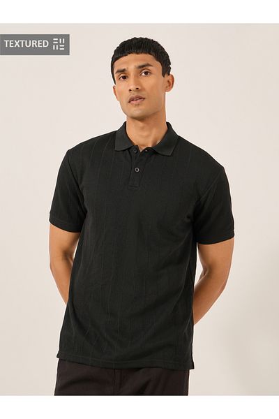 Styli Ribbed Textured Relaxed Fit Polo