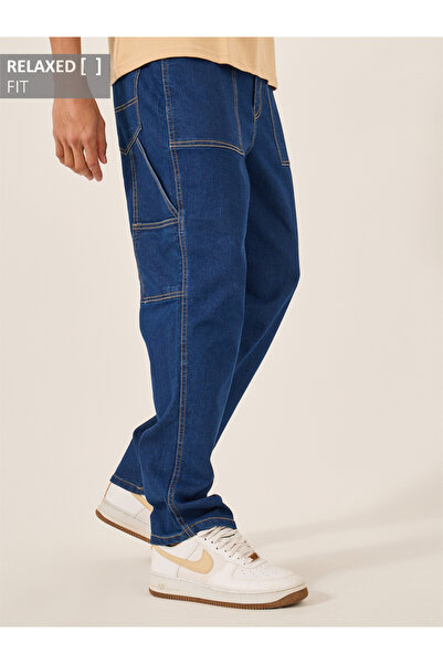 Styli Mid Rise Relaxed Fit Jeans with Contrast Stitch Detail