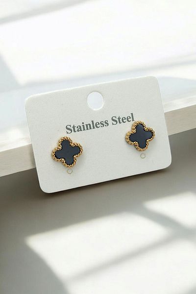Çlk Accessories Steel Minimal Pearlescent Clover Earrings 35698