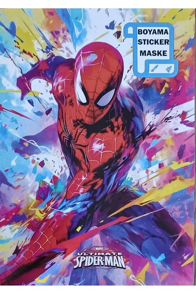 DERİND Spder Man Spiderman Coloring Book 12 Pages with Mask and Sticker Gift