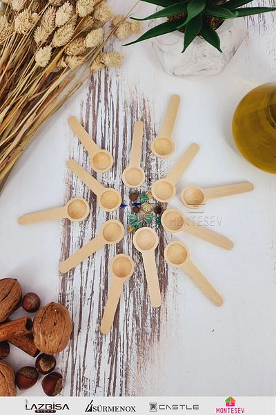 MONTESEV Wooden Board Serving Spice Sugar Coffee Jam Spoon Spoon Set Wooden Spoon