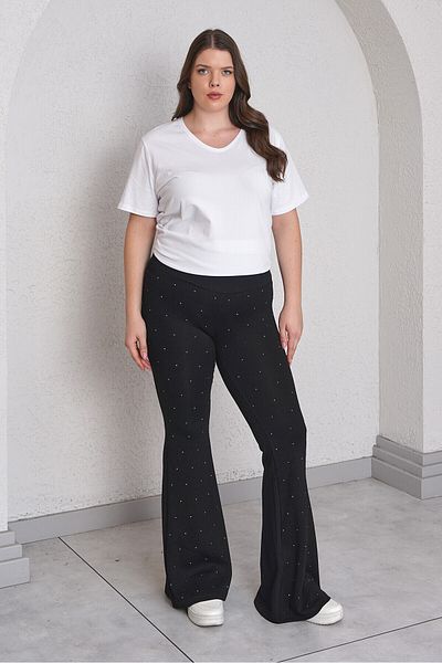 Büyük Moda Soft Textured Stone Spanish Leggings Pants