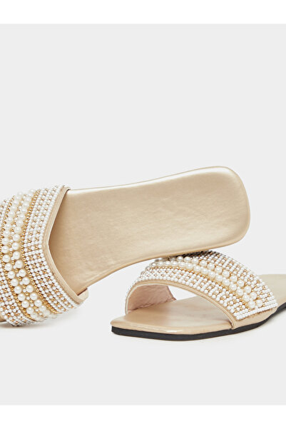Take Two By Styli Embellished Pearl Flat Sandals