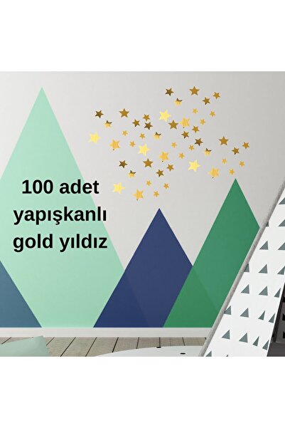 HippoDeco 100lü Gold/Silver Ayna Pleksi Yıldız Seti Kendinden Yapışkanlı Süs ...