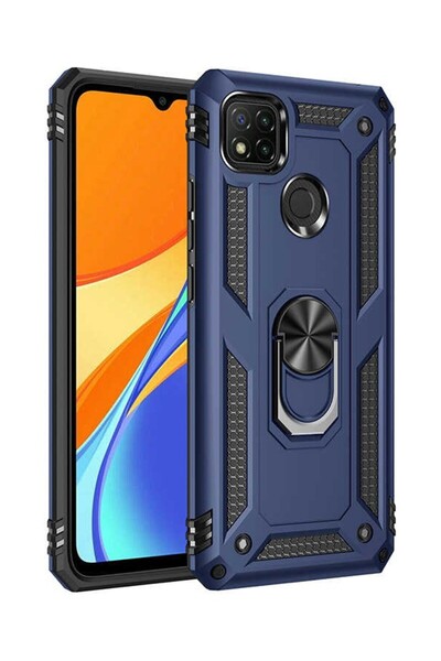 tekno grup حافظة Redmi 9c مع حلقة مغناطيسية وغطاء Vega باللون الأزرق الداكن +...