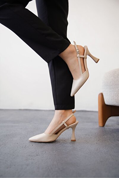 MODAADAM Pantofi Barbos de damă cu toc - piele maronie