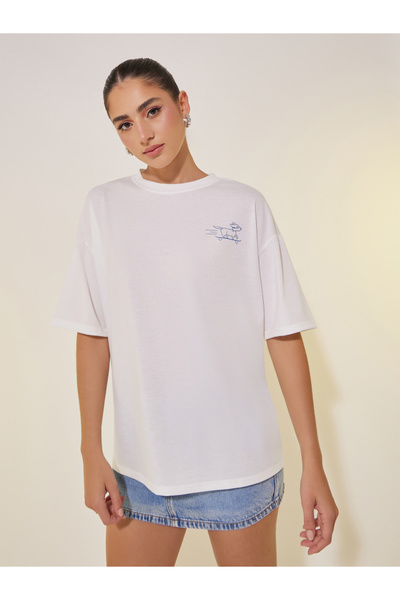 Take Two By Styli Graphic Print Round Neck Oversized T-Shirt