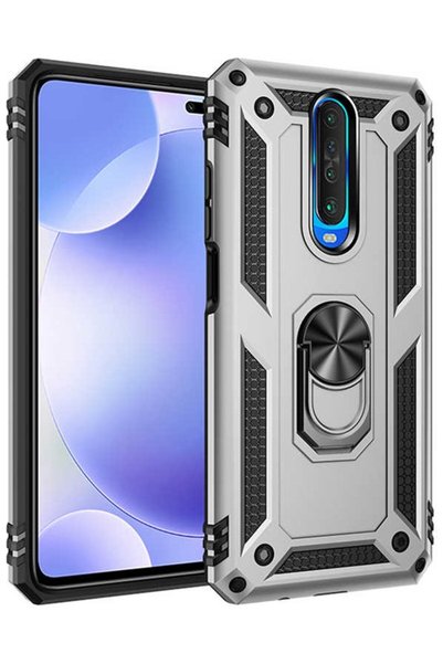 tekno grup حافظة لهاتف Redmi K30 مع حلقة مغناطيسية وغطاء فيغا فضي + واقي شاشة...