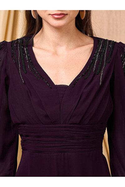 Mish By Styli Beaded Yoke A-Line Maxi Dress