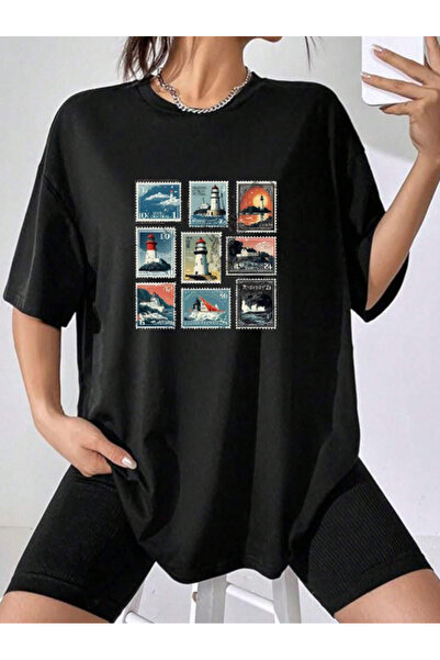 Revasser Unisex majica za muškarce/žene TOWER Šarena Specijalna Štampano Over...