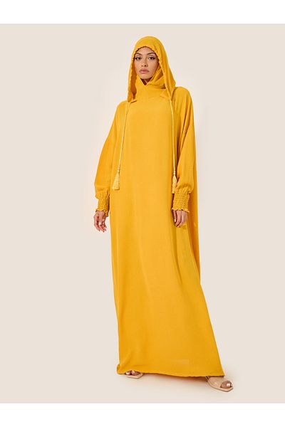 Styli Oversized Hooded Jalabyia with Tassel Detail