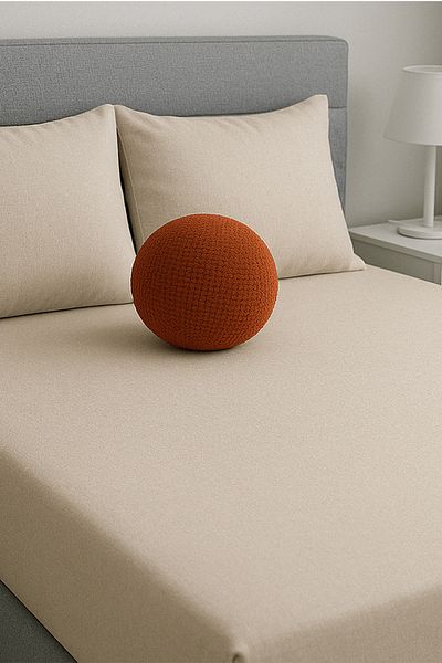NANOSOFT Beige Double Elastic Sheet and Pillow Case - 160x200