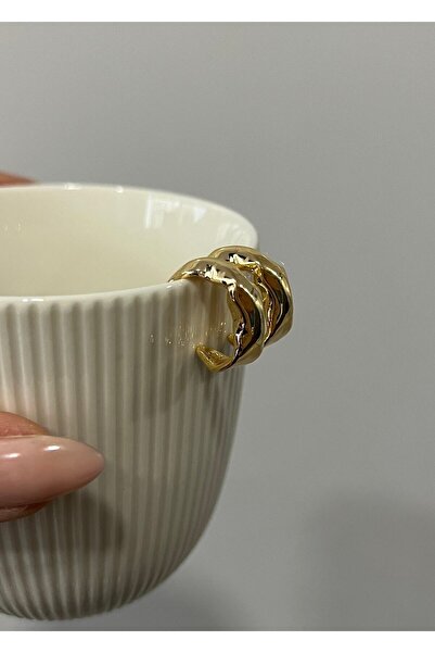 KİLİGİSTANBUL Gold Renk Şekilsiz Halka Küpe