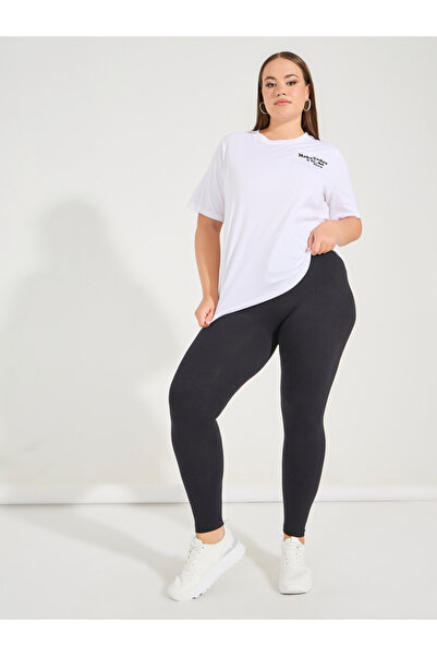 Styli Plus Size Elastic Waistband Basic Leggings