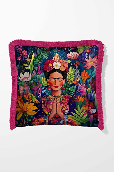 Pilloveland Saçaklı Kırlent Kılıfı Çift Taraflı 43*43 Cm - Kahlo