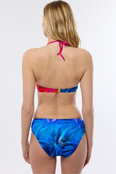 AYYILDIZ 4600 Purple Fuchsia Patterned Strapless Bikini Set