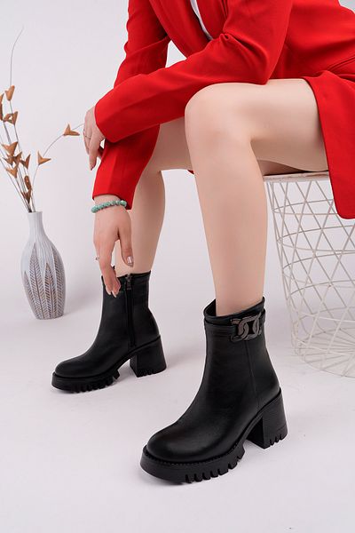 Deripabuc Genuine Leather Black Women's Leather Boots Trc-9503