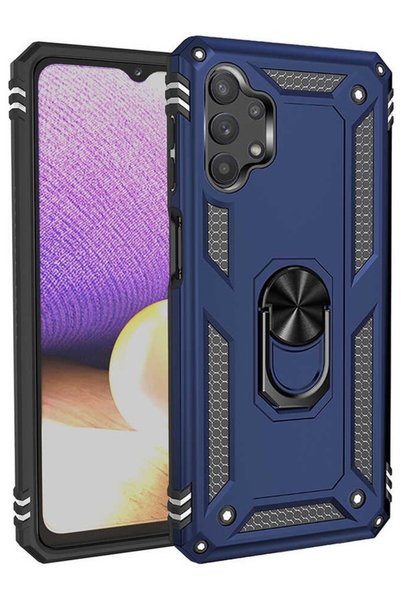 tekno grup Galaxy A13 4g Case with Ring Magnetic Vega Cover Navy Blue + Full ...