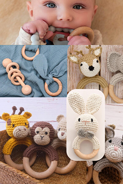 BAMM BAMM Ahşap Diş Kaşıyıcı Halka 5 cm 10 Adet