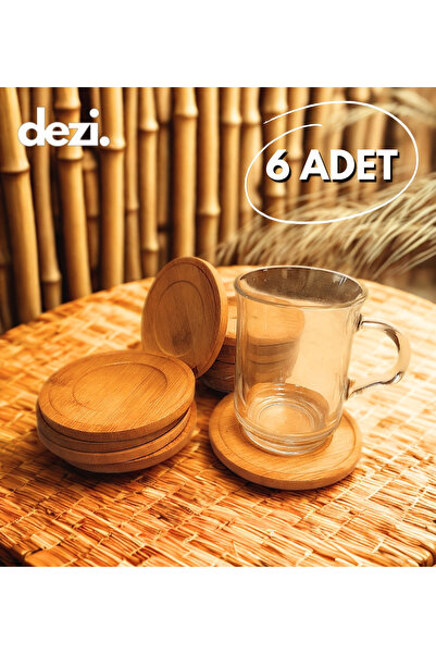 DEZİ 6 Adet Yuvarlak Bambu Bardak Altlığı - Doğal Ve Şık Bardak Altlıkları