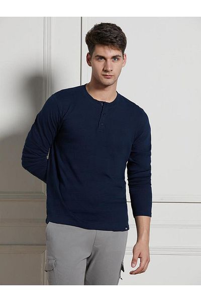 Dennis Lingo By Styli Solid Henley Neck T-Shirt