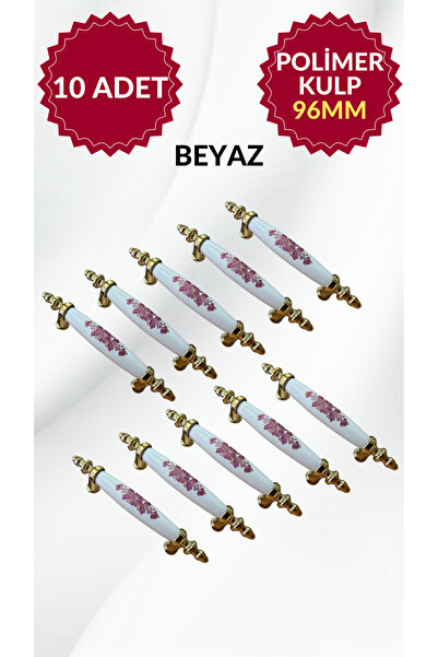 MKLAKS 96mm Polimer Plastik BEYAZ-CROM Mobilya Çekmece Dolap Kulp Dayanıklı V...