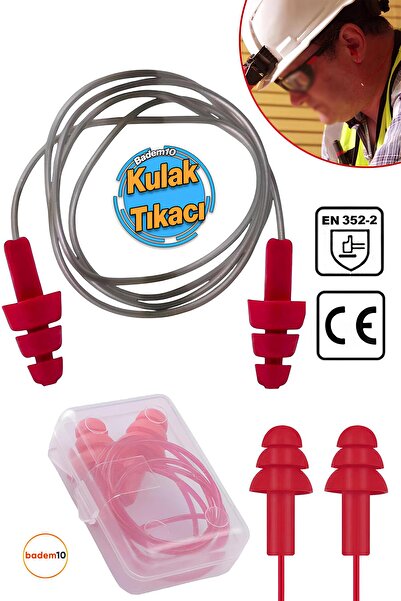 Badem10 Kulak Tıkacı 23 Db Yıkanabilir İpli Tıkaç TPE Gürültü Ses Önleyici Yü...