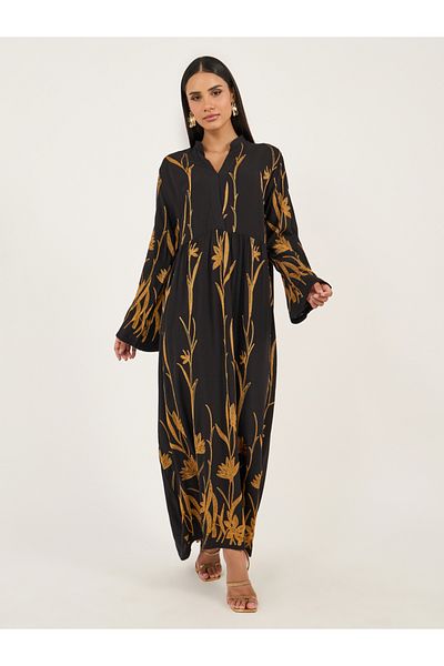 Styli All-Over Printed Collared A-Line Jalabiya