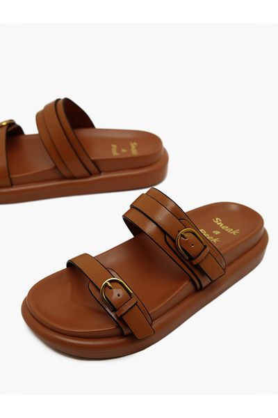 Sneak-a-Peek By Styli Comfort Double Buckle Flatform Sandals