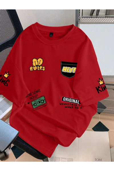 Revasser Унісекс чоловічий/жіночий King кольоровий спеціальний принт Oversize...