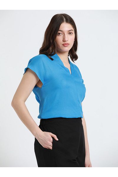 Dennis Lingo By Styli Solid V-Neck Short Sleeve Casual Top