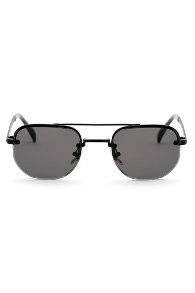 Angel Eyes Unisex Sunglasses - Rectangle Design, Black Metal Frame and Glass Db1078/S