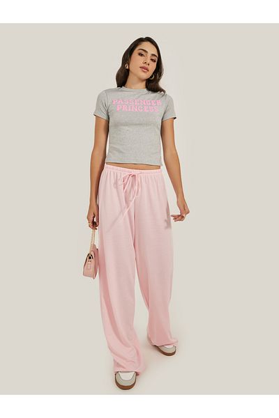 Styli Embossed Slogan Round Neck Fitted T-Shirt