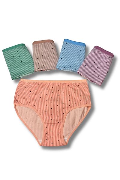 TOLIN Women's 6-Piece Cotton Lycra Towel Mesh Detailed High Waist Panties Set 2186