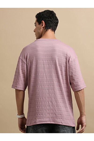 Bushirt By Styli Textured Round Neck Oversized T-Shirt