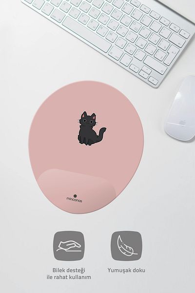 Mincanas Colorful Cat Themed Oval Mouse Pad with Wrist Support Mouse Pad