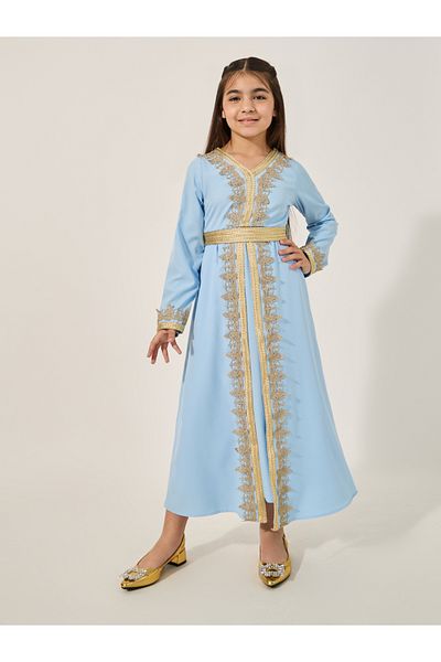 Styli Embellished V Neck Layered Dress