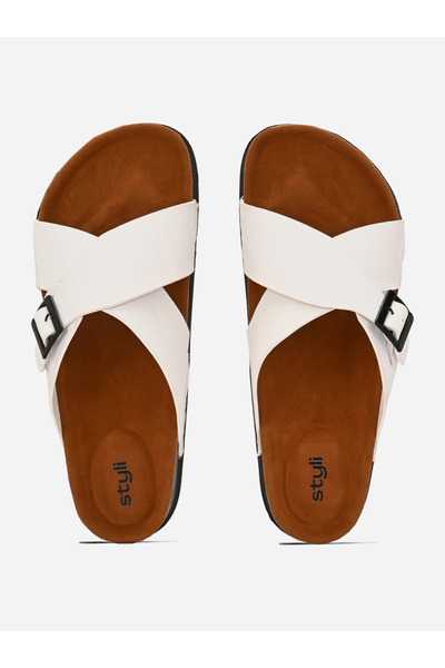 Styli Cross Band Platform Sole Sandals