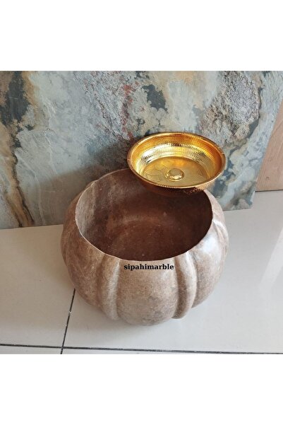 SİPAHİMARBLE Noche Traverten Kavuk Model Mini Kurna