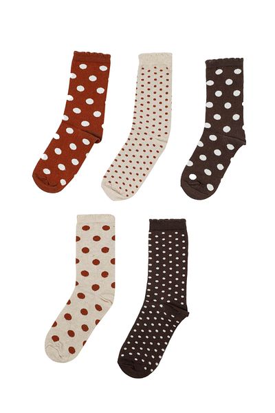 Polaris Dot Pkt 5 Li Skt-W 4Pr Brown Multi Women's Socks