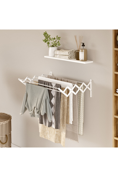 Magic Dryer Çelik Gövde Akordiyon Çamaşır Kurutmalık - Duvara Monte, 9 Gözlü,...