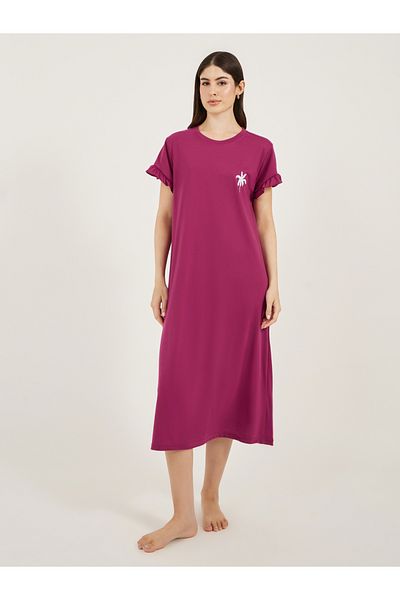 Styli Burgundy Short Sleeve Nightdress