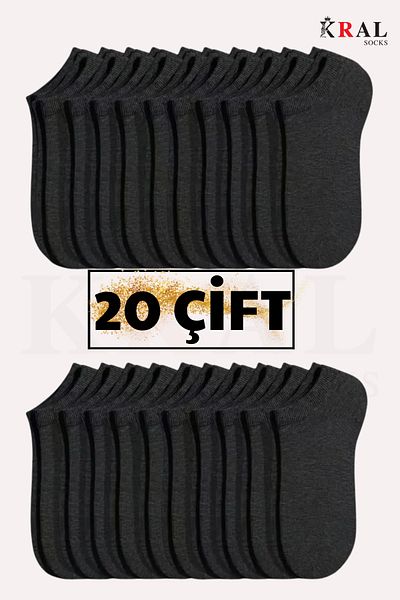 KRAL SOCKS Дамски - Мъжки (20 ЧИФТА) Евтини Чорапи с Едноцветен Модел до Глезена